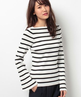 ＜ロペ/ROPE'＞ 【otonaMUSE10月号掲載】フリルスリーブリブボートネック オフサブ 【三越・伊勢丹/公式】