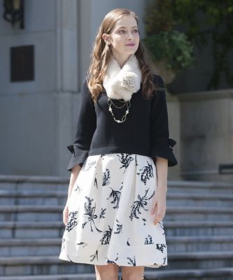 ＜ローズティアラL＞ 大きいサイズ スズランプリントドッキングニットワンピース クロ 【三越・伊勢丹/公式】