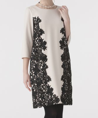 ＜ローズティアラL＞ 大きいサイズ レース使いストレッチワンピース ベージュ 【三越・伊勢丹/公式】