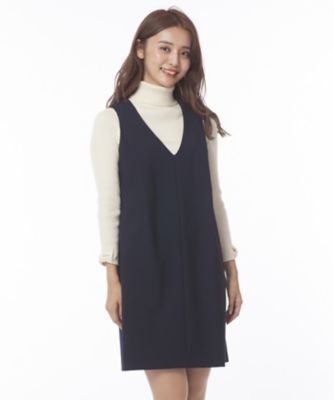 ＜ローズティアラL＞ 大きいサイズ バックリボンジャンパースカート ネービーブルー 【三越・伊勢丹/公式】