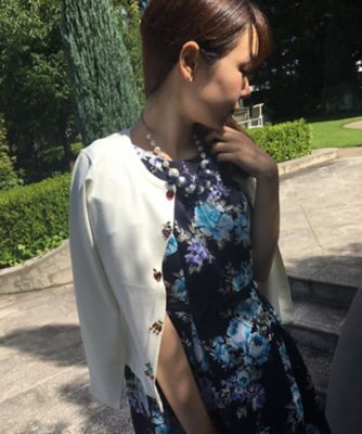 ＜ローズティアラL＞ 大きいサイズ フルーツモチーフ使いニットカーディガン シロ 【三越・伊勢丹/公式】