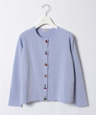 ＜ローズティアラL＞ 大きいサイズ フルーツモチーフ使いニットカーディガン パープル 【三越・伊勢丹/公式】