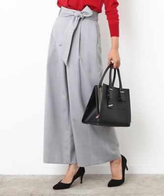 ＜ロペ/ROPE'＞ ストレッチツイルラップ風ワイドパンツ チャコール 【三越・伊勢丹/公式】