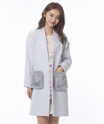 ＜ローズティアラL＞ 大きいサイズ ファーポケットジャケットコート パイングリーン 【三越・伊勢丹/公式】