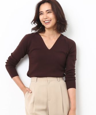 ＜ロペ/ROPE'＞ ロロピアーナリブニットVネックプルオーバー コゲチャ 【三越・伊勢丹/公式】