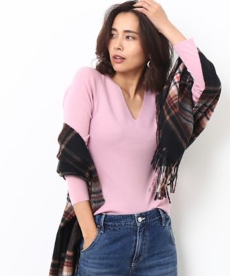 ＜ロペ/ROPE'＞ ロロピアーナリブニットVネックプルオーバー ピンク 【三越・伊勢丹/公式】