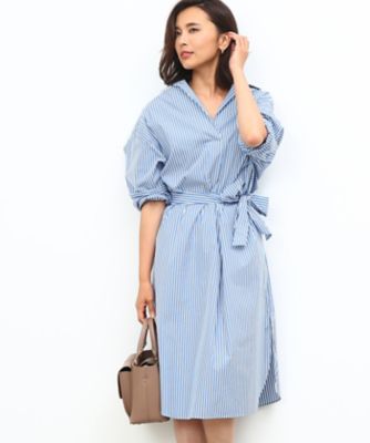 【SALE（三越）】＜ロペ/ROPE'＞ ストライプシャツワンピース ブルー 【三越・伊勢丹/公式】