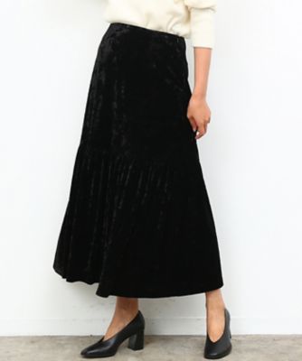 ＜ロペ/ROPE'＞ クラッシュベロアパネルギャザースカート クロ 【三越・伊勢丹/公式】