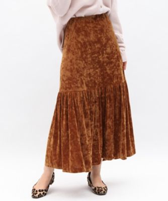 ＜ロペ/ROPE'＞ クラッシュベロアパネルギャザースカート チャイロサブ 【三越・伊勢丹/公式】