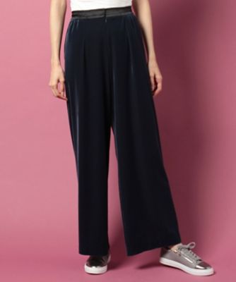 ＜レリアン プラスハウス＞ 大きいサイズ ベロアワインパンツ ネービーブルー 【三越・伊勢丹/公式】