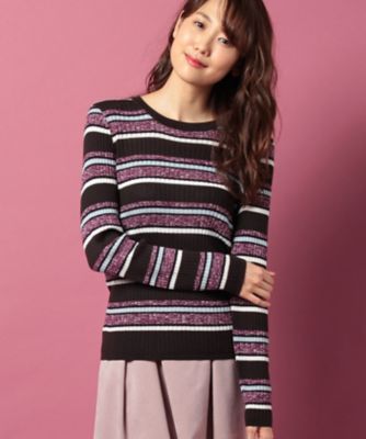 ＜レリアン プラスハウス＞ 大きいサイズ リブニット パープル 【三越・伊勢丹/公式】