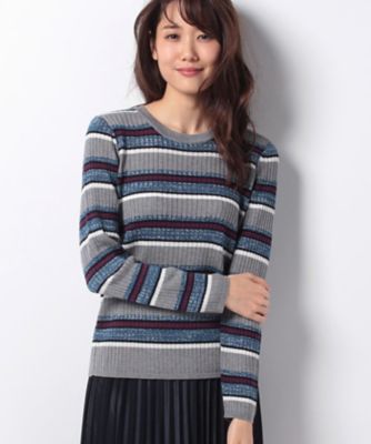 ＜レリアン プラスハウス＞ 大きいサイズ リブニット アオ 【三越・伊勢丹/公式】