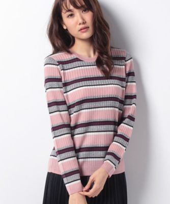 ＜レリアン プラスハウス＞ 大きいサイズ リブニット ピンク 【三越・伊勢丹/公式】