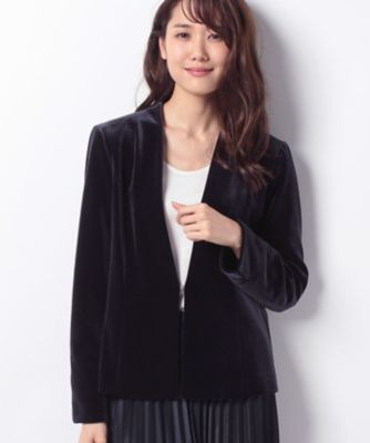 ＜レリアン プラスハウス＞ 大きいサイズ ベロアジャケット ネービーブルー 【三越・伊勢丹/公式】