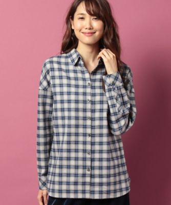 ＜レリアン プラスハウス＞ 大きいサイズ 【SOMELOS】チェックネルシャツ アオ 【三越・伊勢丹/公式】