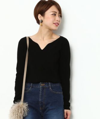 ＜ロペ/ROPE'＞ ハートネック片畦プルオーバー クロ 【三越・伊勢丹/公式】