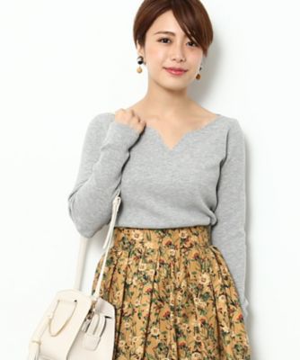 ＜ロペ/ROPE'＞ ハートネック片畦プルオーバー グレー 【三越・伊勢丹/公式】