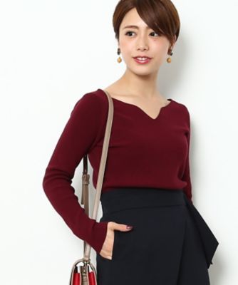 ＜ロペ/ROPE'＞ ハートネック片畦プルオーバー ワイン 【三越・伊勢丹/公式】