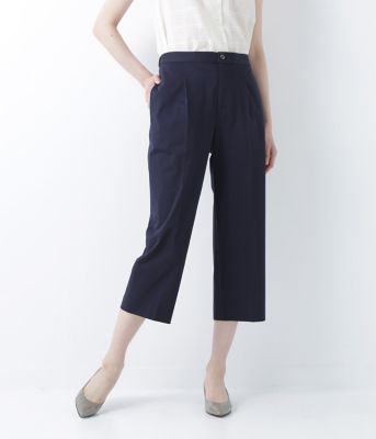 ＜ニューヨーカー/NEWYORKER＞ 9分丈タックワイドクロップドパンツ(後ろウエストゴム仕様)(51319203) ネイビー 【三越・伊勢丹/公式】