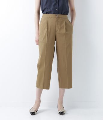 ＜ニューヨーカー/NEWYORKER＞ 9分丈タックワイドクロップドパンツ(後ろウエストゴム仕様)(51319203) キャメル 【三越・伊勢丹/公式】