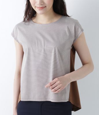 ＜ニューヨーカー/NEWYORKER＞ バックプリーツフレアミジンボーダーカットソー(51859601) キャメル 【三越・伊勢丹/公式】