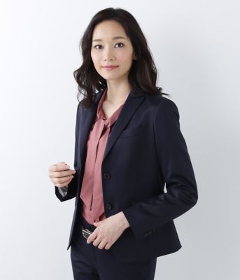 ＜ニューヨーカー/NEWYORKER＞ ウールシルクベネシャンジャケット(54-01-9101*)(クローバーサイズ) ネービーブルー 【三越・伊勢丹/公式】