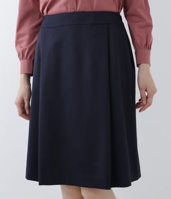 ＜ニューヨーカー/NEWYORKER＞ ウールシルクベネシャンスカート(54-21-9101*)(クローバーサイズ) ネービーブルー 【三越・伊勢丹/公式】