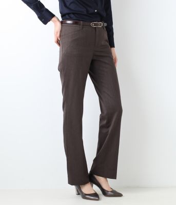 ＜ニューヨーカー/NEWYORKER＞ ウールシルクベネシャンパンツ(54-31-9101*)(クローバーサイズ) チャイロ 【三越・伊勢丹/公式】