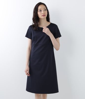 ＜ニューヨーカー/NEWYORKER＞ ウールシルクベネシャンワンピース(54-45-9101*)(クローバーサイズ) ネービーブルー 【三越・伊勢丹/公式】