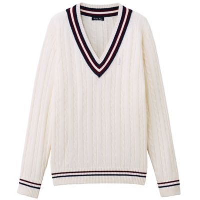 ＜Eastboy Venus＞ ハイツイスドドライタッチVネックニット(6216005) ホワイト 【三越・伊勢丹/公式】
