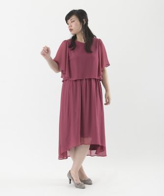 ＜Pale h'（ペールアッシュ）＞ 大きいサイズ シフォンロングドレス(PH17-AFOP09)(クローバー) レッド(15) 【三越・伊勢丹/公式】