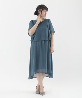 ＜Pale h'（ペールアッシュ）＞ 大きいサイズ シフォンロングドレス(PH17-AFOP09)(クローバー) グリーン(09) 【三越・伊勢丹/公式】