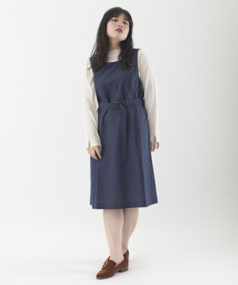 ＜Pale h'（ペールアッシュ）＞ 大きいサイズ 刺し子ジャカードワンピース(PH17-AFOP11)(クローバー) ネイビー(13) 【三越・伊勢丹/公式】