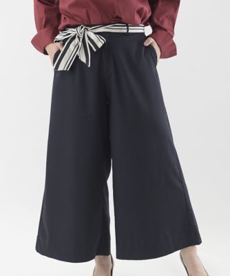 ＜Pale h'（ペールアッシュ）＞ 大きいサイズ エステルストレッチフレアワイドパンツ(PH17-AFP06)(クローバー) ネイビー(13) 【三越・伊勢丹/公式】