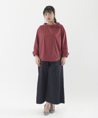 ＜Pale h'（ペールアッシュ）＞ 大きいサイズ ストレッチブロードアシンメトリカラーブラウス(PH17-AFS09)(クローバー) レッド(15) 【三越・伊勢丹/公式】