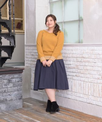 ＜Pale h'（ペールアッシュ）＞ 大きいサイズ ピーチツイルタックフレアスカート(PH17-AFSK08)(クローバー) ネイビー(13) 【三越・伊勢丹/公式】