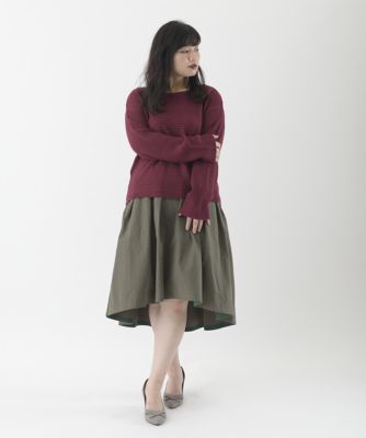 ＜Pale h'（ペールアッシュ）＞ 大きいサイズ ピーチツイルタックフレアスカート(PH17-AFSK08)(クローバー) カーキ(10) 【三越・伊勢丹/公式】