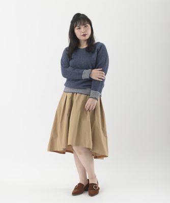 ＜Pale h'（ペールアッシュ）＞ 大きいサイズ ピーチツイルタックフレアスカート(PH17-AFSK08)(クローバー) ベージュ(03) 【三越・伊勢丹/公式】