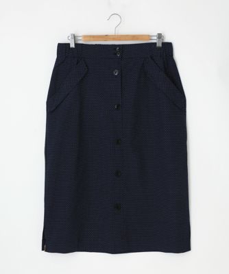 ＜Pale h'（ペールアッシュ）＞ 大きいサイズ 刺し子ジャカードタイトスカート(PH17-AFSK09)(クローバー) ネイビー(13) 【三越・伊勢丹/公式】