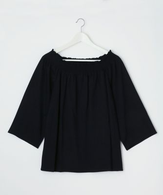 ＜Pale h'（ペールアッシュ）＞ 大きいサイズ シルケット天竺オフショルブラウス(PH17-AJ13)(クローバー) ネイビー(13) 【三越・伊勢丹/公式】