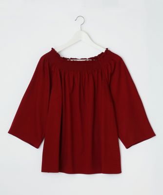 ＜Pale h'（ペールアッシュ）＞ 大きいサイズ シルケット天竺オフショルブラウス(PH17-AJ13)(クローバー) レッド(15) 【三越・伊勢丹/公式】