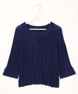 ＜Pale h'（ペールアッシュ）＞ 大きいサイズ ブークレーワイドリブトップス(PH17-AK22)(クローバー) ネイビー(13) 【三越・伊勢丹/公式】