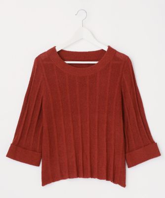 ＜Pale h'（ペールアッシュ）＞ 大きいサイズ ブークレーワイドリブトップス(PH17-AK22)(クローバー) ブラウン(06) 【三越・伊勢丹/公式】