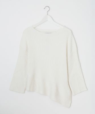 ＜Pale h'（ペールアッシュ）＞ 大きいサイズ 斜め切り替えプルオーバー(PH17-SK07)(クローバー) ホワイト(01) 【三越・伊勢丹/公式】