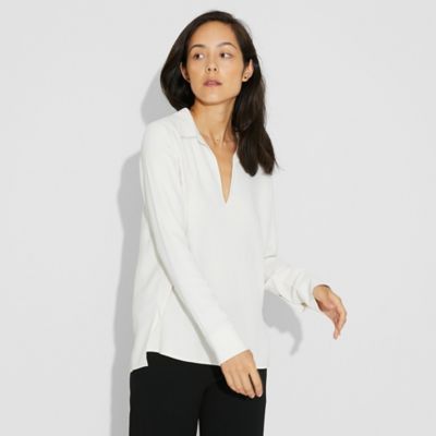 ＜THEORY2.0＞ SULLIVAN. CREPE PULLOVER.S(7301502) SHELL WHITE(110) 【三越・伊勢丹/公式】