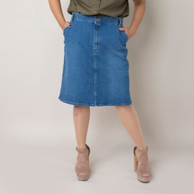 ＜VARAL DE MODA+＞ 大きいサイズ ストレッチデニムスカート(V71-2100)(クローバープラス) ブルー 【三越・伊勢丹/公式】