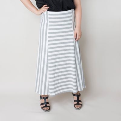 【SALE（伊勢丹）】＜VARAL DE MODA+＞ 大きいサイズ ベアミニ裏毛ボーダーマキシスカート(V71-2310)(クローバー) ライトグレー 【三越・伊勢丹/公式】