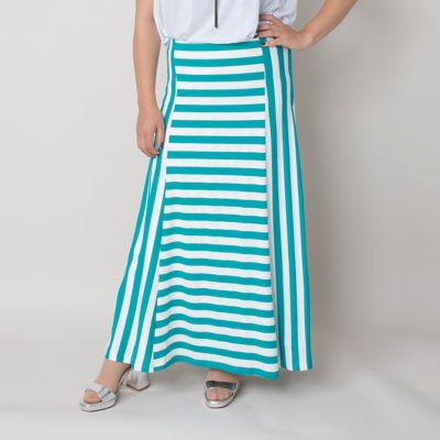 【SALE（伊勢丹）】＜VARAL DE MODA+＞ 大きいサイズ ベアミニ裏毛ボーダーマキシスカート(V71-2310)(クローバー) ターコイズ 【三越・伊勢丹/公式】