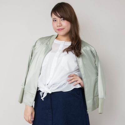 【SALE（伊勢丹）】＜VARAL DE MODA+＞ 大きいサイズ マットブライアントアンティークサテンブルゾン(V71-3230)(クローバー) オリーブ 【三越・伊勢丹/公式】