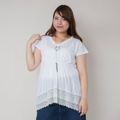 【SALE（伊勢丹）】＜VARAL DE MODA+＞ 大きいサイズ リヨセル綿バイオ天竺ウエストシャーリングプルオーバー(V71-4220)(クローバープラス) ホワイト 【三越・伊勢丹/公式】